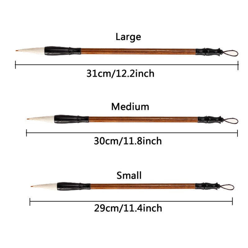 Befiy Chinese Calligraphy Brush, Writing Drawing Watercolor Ink Brushes Hubi Paintingâ€‚Kanji Sumiâ€‚Wolf Bamboo Brushes Set for Professional Beginner (White) - Image 5